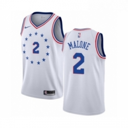 Youth Nike Philadelphia 76ers 2 Moses Malone White Swingman Jersey Earned Edition