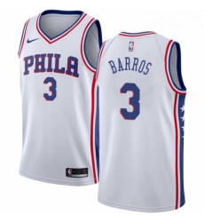 Youth Nike Philadelphia 76ers 3 Dana Barros Swingman White Home NBA Jersey Association Edition