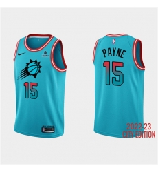 Men Phoenix Suns 15 Cameron Payne Blue 2022 23 City Edition With Black Payple Patch Stitched Basketball Jersey