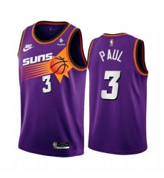 Men Phoenix Suns 3 Chris Paul Purple Stitched Basketball Jersey