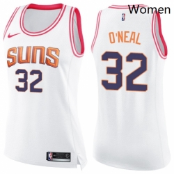 Womens Nike Phoenix Suns 32 Shaquille ONeal Swingman WhitePink Fashion NBA Jersey