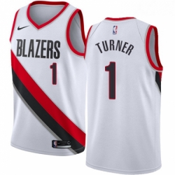 Womens Nike Portland Trail Blazers 1 Evan Turner Swingman White Home NBA Jersey Association Edition