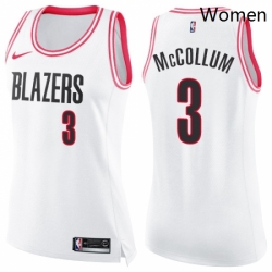 Womens Nike Portland Trail Blazers 3 CJ McCollum Swingman WhitePink Fashion NBA Jersey