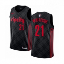 Womens Portland Trail Blazers 21 Hassan Whiteside Swingman Black Basketball Jersey City Edition 