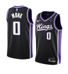 Men Sacramento Kings 0 Malik Monk Black 2023 24 Icon Edition Swingman Stitched Basketball Jersey