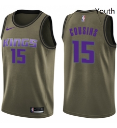 Youth Nike Sacramento Kings 15 DeMarcus Cousins Swingman Green Salute to Service NBA Jersey