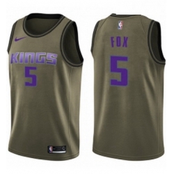 Youth Nike Sacramento Kings 5 DeAaron Fox Swingman Green Salute to Service NBA Jersey 