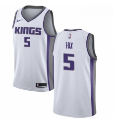 Youth Nike Sacramento Kings 5 DeAaron Fox Swingman White NBA Jersey Association Edition 