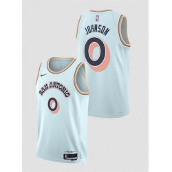 Men San Antonio Spurs 0 Keldon Johnson Light Blue 2024 25 City Edition Stitched Basketball Jersey