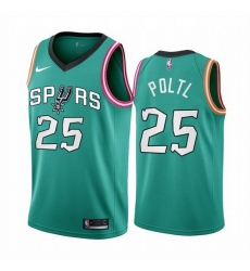 Men San Antonio Spurs 25 Jakob Poltl 2022 23 Teal City Edition Stitched Jersey