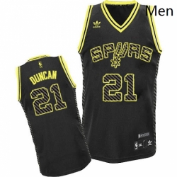 Mens Adidas San Antonio Spurs 21 Tim Duncan Swingman Black Electricity Fashion NBA Jersey