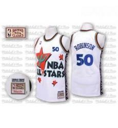 Mens Adidas San Antonio Spurs 50 David Robinson Authentic White 1995 All Star Throwback NBA Jersey