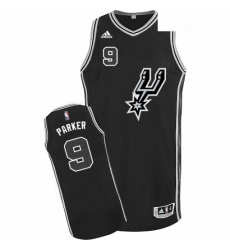 Mens Adidas San Antonio Spurs 9 Tony Parker Authentic Black New Road NBA Jersey