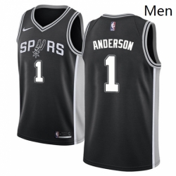 Mens Nike San Antonio Spurs 1 Kyle Anderson Swingman Black Road NBA Jersey Icon Edition