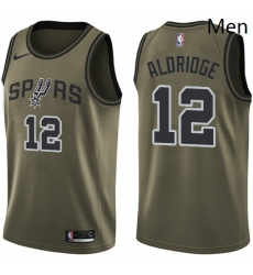 Mens Nike San Antonio Spurs 12 LaMarcus Aldridge Swingman Green Salute to Service NBA Jersey