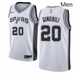 Mens Nike San Antonio Spurs 20 Manu Ginobili Authentic White Home NBA Jersey Association Edition