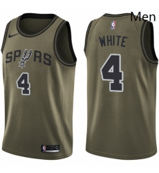 Mens Nike San Antonio Spurs 4 Derrick White Swingman Green Salute to Service NBA Jersey 