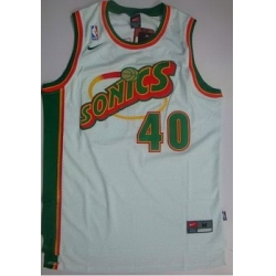 Seattle Supersonics Shawn Kemp #40 white Thowback swingman jerse