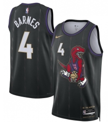 Men Toronto Raptors Scottie Barnes #4 Black City Swingman Stitched Jersey