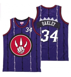 Raptors 34 Charles Oakley Purple Red Big Logo Retro Jersey 4