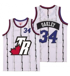 Raptors 34 Charles Oakley White Big White TR Logo Retro Jersey 7