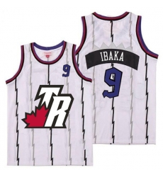 Raptors 9 Serge Ibaka White Big White TR Logo Retro Jersey