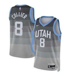 Men Utah Jazz 8 Isaiah Collier Grey 2025 26 City Edition Stitched Basketball Jersey