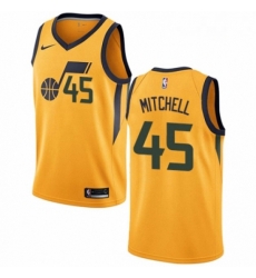 Mens Nike Utah Jazz 45 Donovan Mitchell Swingman Gold NBA Jersey Statement Edition 