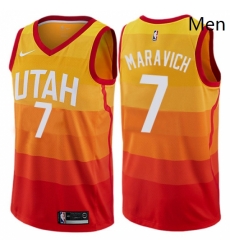 Mens Nike Utah Jazz 7 Pete Maravich Swingman Orange NBA Jersey City Edition