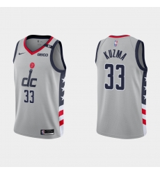 Men Nike Washington Wizards  Kyle Kuzm 33 Gray Stitched NBA Jersey