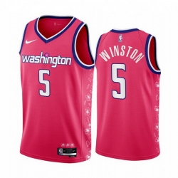 Men Washington Wizards 5 Cassius Winston 2022 23 Pink Cherry Blossom City Edition Limited Stitched Basketball Jersey