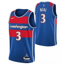 Men's Washington Wizards #3 Bradley Beal 75th Anniversary 2021 2022 Blue City Edition Swingman Stitched Jersey