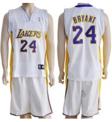 Los Angeles Lakers 24 Kobe Bryant White Jerseys&Shorts