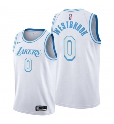 Men Lakers Russell Westbrook 2021 trade white city edition jersey