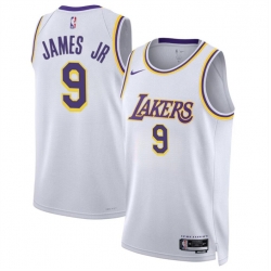 Men Los Angeles Lakers 9 Bronny James Jr  White 2024 Draft Association Edition Stitched Basketball Jersey