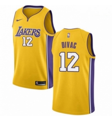 Mens Nike Los Angeles Lakers 12 Vlade Divac Swingman Gold Home NBA Jersey Icon Edition