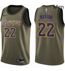 Mens Nike Los Angeles Lakers 22 Elgin Baylor Swingman Green Salute to Service NBA Jersey