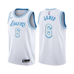 Women Nike Los Angeles Lakers 6 LeBron James White Women NBA Swingman 2020 21 City Edition Jersey