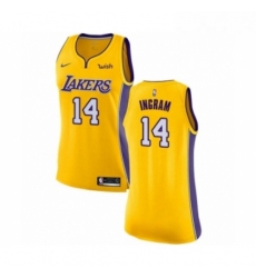 Womens Los Angeles Lakers 14 Brandon Ingram Authentic Gold Home Basketball Jersey Icon Edition