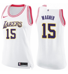 Womens Nike Los Angeles Lakers 15 Moritz Wagner Swingman White Pink Fashion NBA Jersey 