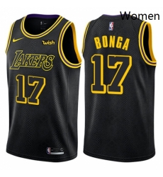 Womens Nike Los Angeles Lakers 17 Isaac Bonga Swingman Black NBA Jersey City Edition 