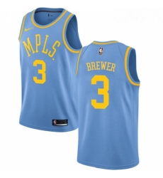 Womens Nike Los Angeles Lakers 3 Corey Brewer Authentic Blue Hardwood Classics NBA Jersey 