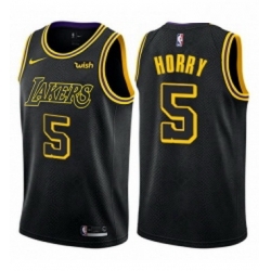 Womens Nike Los Angeles Lakers 5 Robert Horry Swingman Black NBA Jersey City Edition