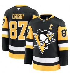 Men Pittsburgh Penguins 87 Sidney Crosby Black 2024 25 Home Stitched Hockey Jersey