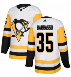 Mens Adidas Pittsburgh Penguins 35 Tom Barrasso Authentic White Away NHL Jersey 