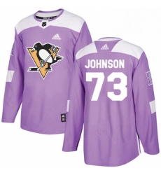 Mens Adidas Pittsburgh Penguins 73 Jack Johnson Authentic Purple Fights Cancer Practice NHL Jersey 