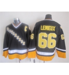 NHL Pittsburgh Penguins #66 Mario Lemieux black-yellow jerseys