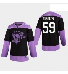 Penguins 59 Jake Guentzel Fights Cancer Practice Black Jersey