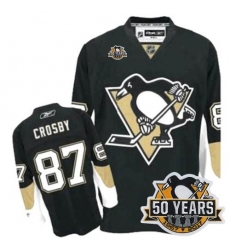 Penguins #87 Sidney Crosby Black 50th Anniversary Stitched NHL Jersey