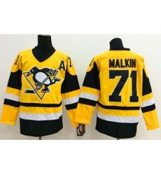 Pittsburgh Penguins #71 Evgeni Malkin Yellow Throwback Stitched NHL Jersey